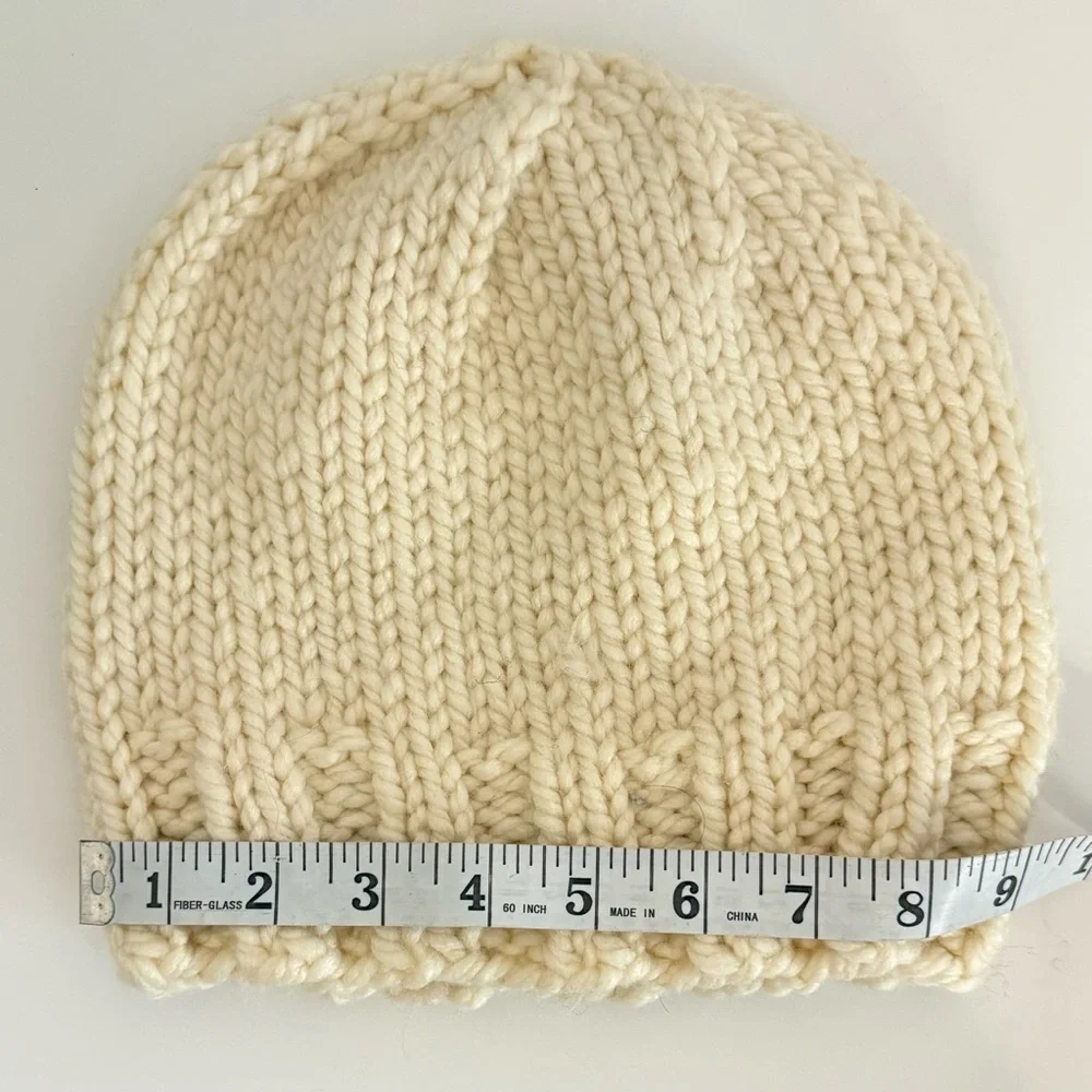 Hand-Knit Cream Beanie
